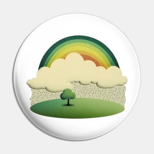 Groovy Green Retro Rainbow Pin