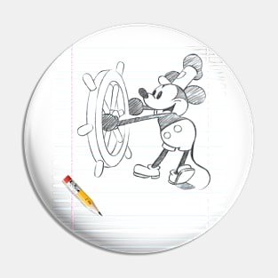 STEAMBOAT WILLIE - Sketch on notebook paper Pin