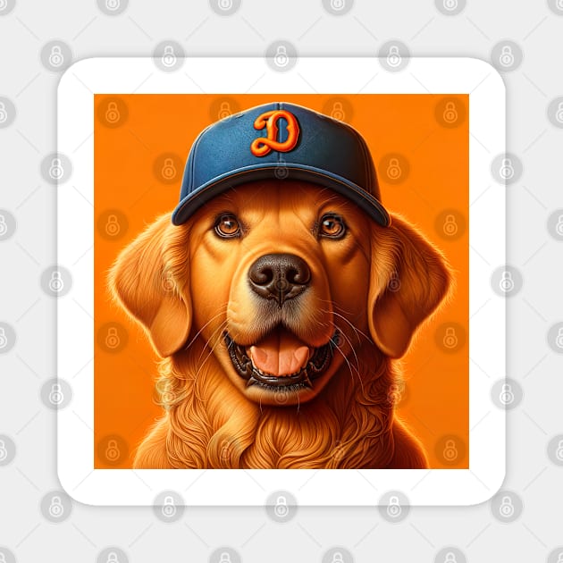 Dog with Baseball Cap Magnet by unrealartwork