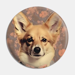 Corgi Dog Portrait in Suit Vintage Art Pin