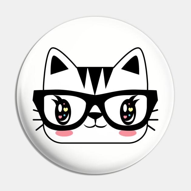 Nerdy Kitten Pin by r0sedesigns