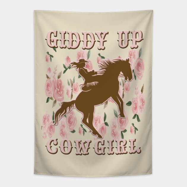 Giddy Up Cowgirl Country Western Horse Tapestry by Sassee Designs