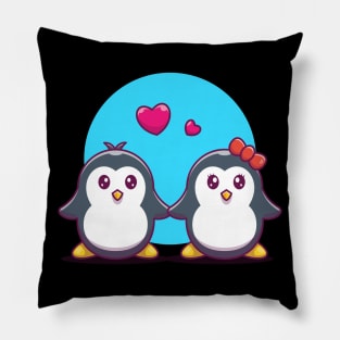 Couple of penguin cartoon Pillow