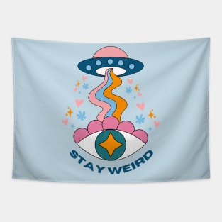 Ufo Psychedelic Aliens Stay Weird Tapestry