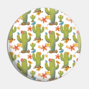 Cactus and Bird Pattern Pin