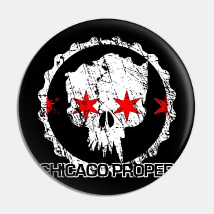 Chicago Proper Distressed Circle Skull Pin