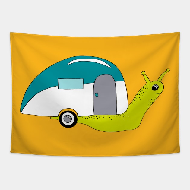 Snail Camper Tapestry by Alissa Carin