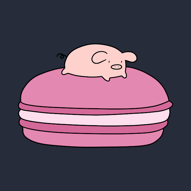 Pig and Giant Pink Macaroon by saradaboru