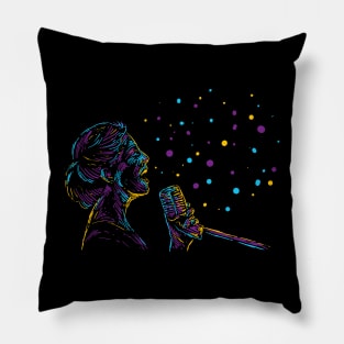 female singer abstract colorful Pillow