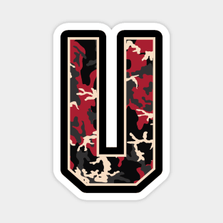 Initial Capital Letter U Camo Alphabet Gift Women Men Kids Magnet