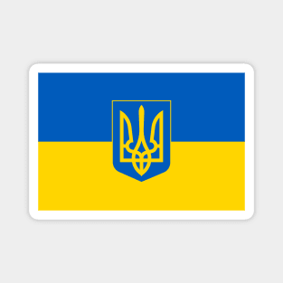 Flag of Ukraine with Coat of Arms (black background) Magnet