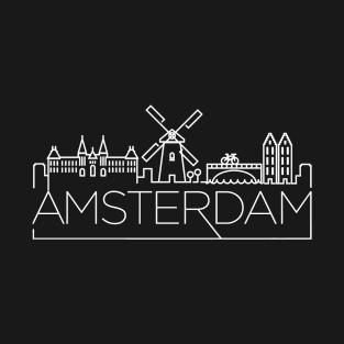 Amsterdam skyline line art T-Shirt