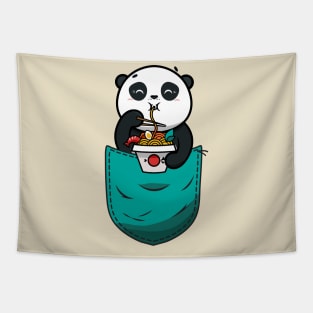 Panda in pocket,Panda eating ramen Tapestry
