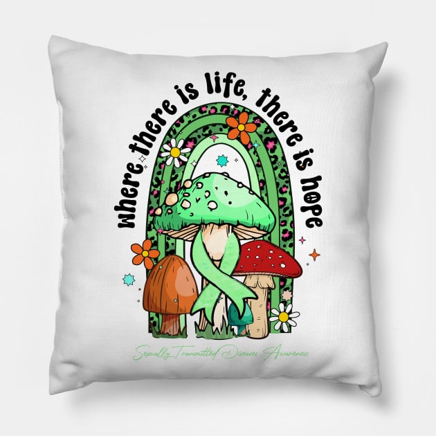 Sexually Transmitted Diseases Awareness - life hope ribbon Pillow by Benjie Barrett