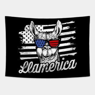 Llamerica Patriotic Llama - Funny Llama 4th of July Tapestry