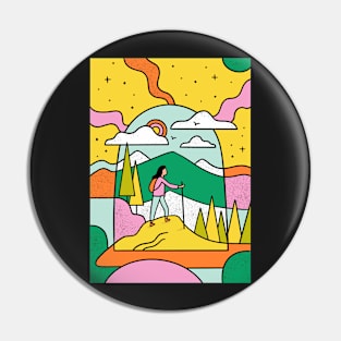 Hiking Pop Art Pin