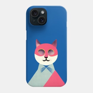 Fancy Kitten Retro Poster Vintage Art Cat Wall Blue Pink Illustration Phone Case