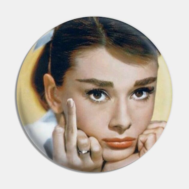 Audrey Hepburn Middle Finger Pin by tawmek