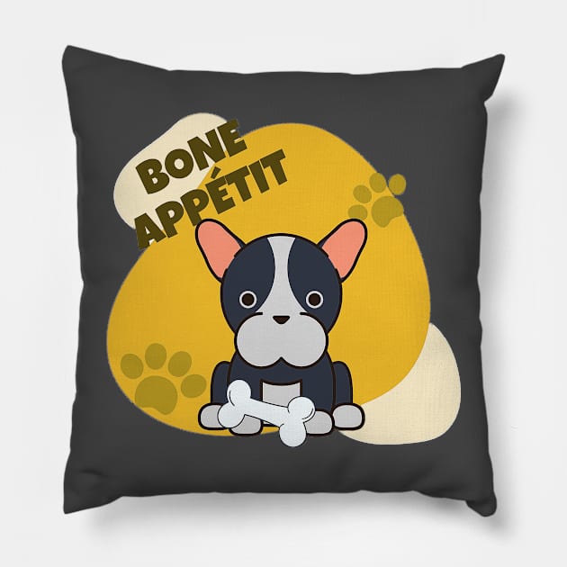 Bone (Bon) Appetit French Bulldog Dog Pillow by LoveofDog