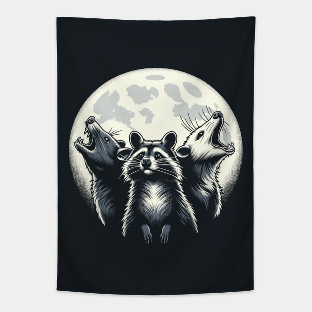 Trash Gang Under Moonlight Tapestry by Xeire