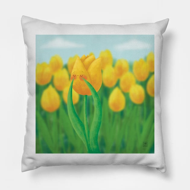 Bashful tulip Pillow by Emma Wiklund Art