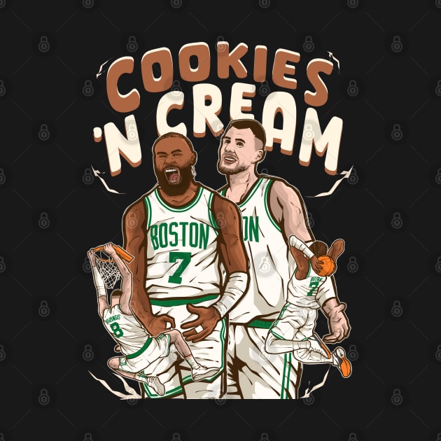 Jaylen Brown and Kristaps Porzingis "Cookies 'N Cream" Cartoon by rattraptees