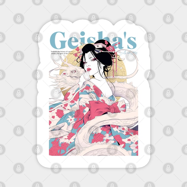 Geisha and Dragon 7008 Magnet by ToddT