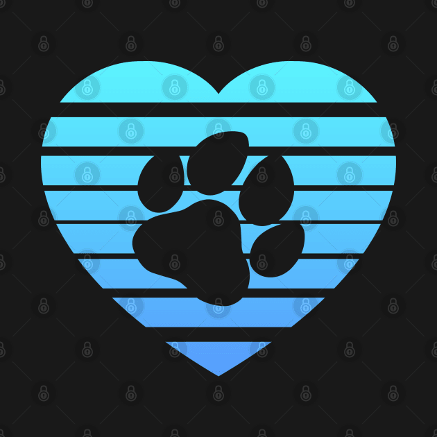 Dog Paw Heart Valentine - Light Blue Gradient by skauff