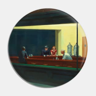 Nighthawks, Edward Hopper, Night Owl, Classic Painting Pin