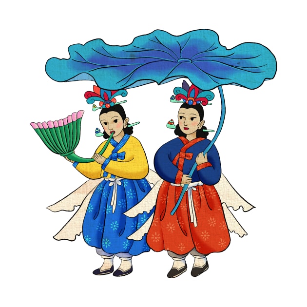 Minhwa: Taoist Fairy Sisters C-2 Type by koreanfolkpaint