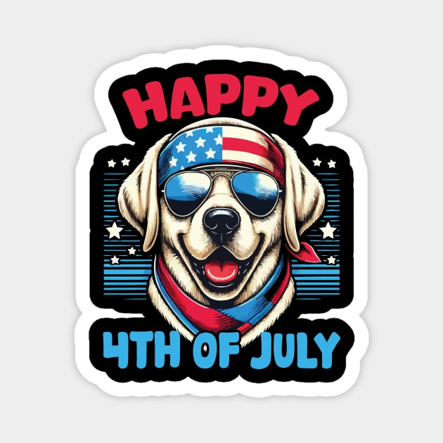 4th of July USA Flag Patriotic American Labrador Retriever Magnet by JUST PINK
