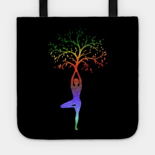 Multi-Color Yoga Tree Pose Balancing Asana Tote