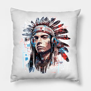 American Native Indian Brave Warrior Inspiration People Abstract Pillow