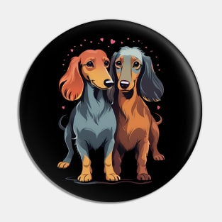 Long Haired Dachshund Love Valentine Dayes Pin