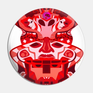 red crimson alien totem in olmec head of the golden saints ecopop pattern arts Pin