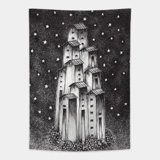 Starry Night Sky Black Tapestry