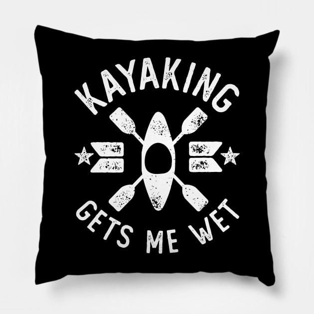 Kayaking Gets Me Wet Vintage Outdoors Adventure Pillow by DetourShirts