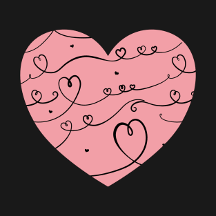 Big cute punk heart with one line art pattern. T-Shirt