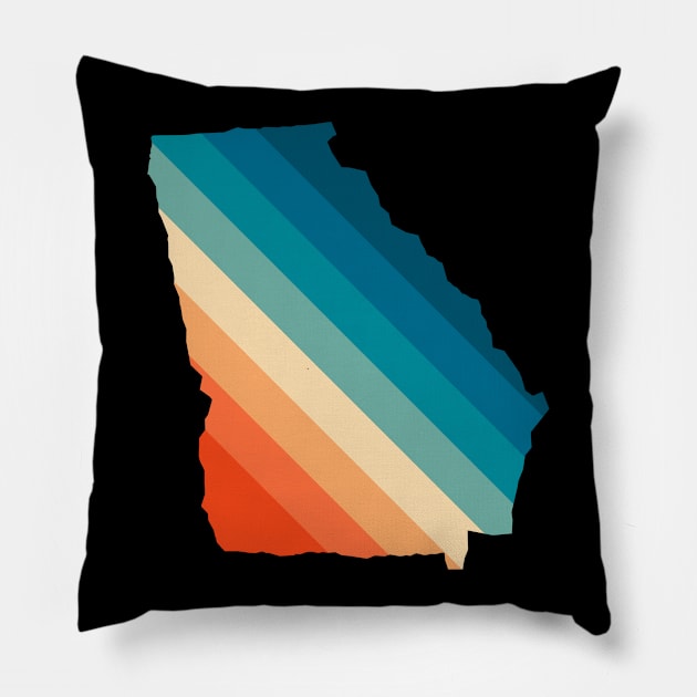 Georgia State Retro Map Pillow by n23tees