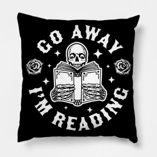 Go Away I'm Reading - Skeleton Reading Book Halloween Pillow