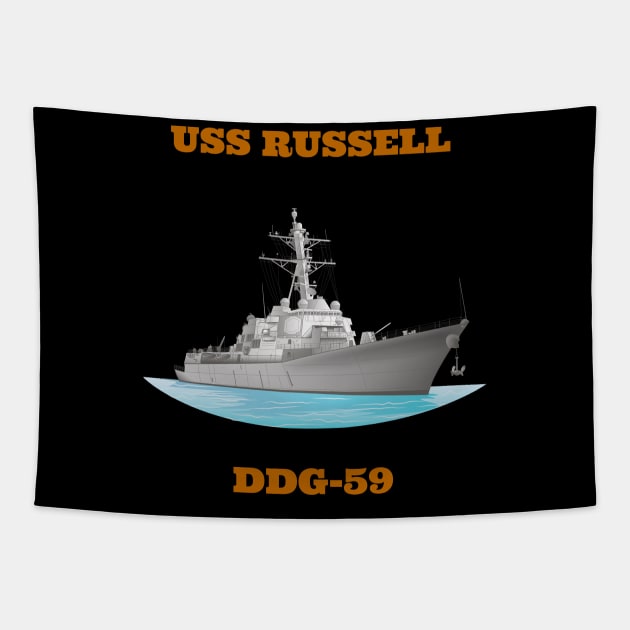 Russell DDG-59 Destroyer Ship Tapestry by woormle