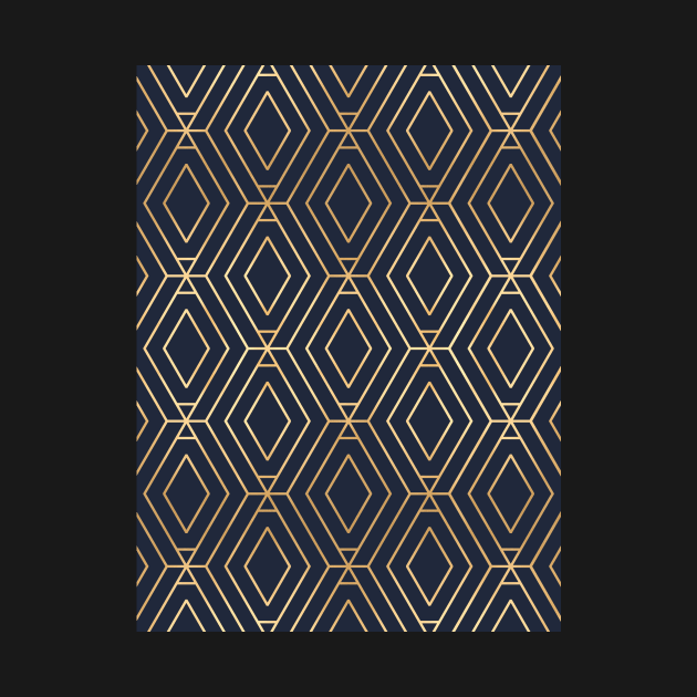 Navy & Gold Diamond Geometric by Blue-Banana