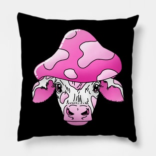 Pink Mushroom Cow Pillow