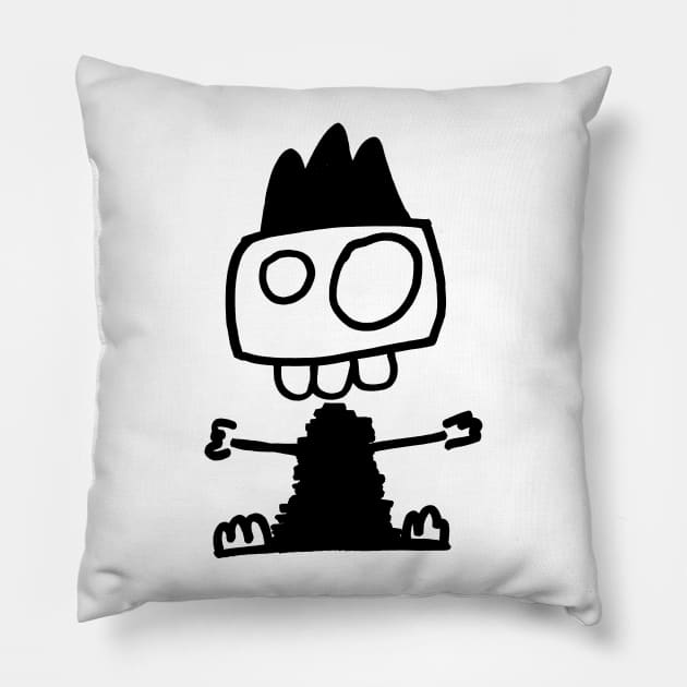 Cute monster - Mostrone dentone (black on white) Pillow by LiveForever