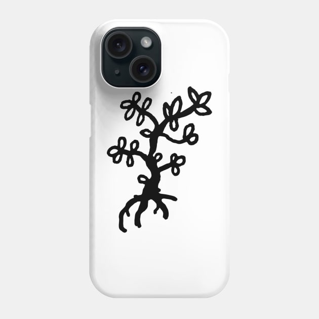 Black and White Blooming Tree Doodle Art Phone Case by VANDERVISUALS