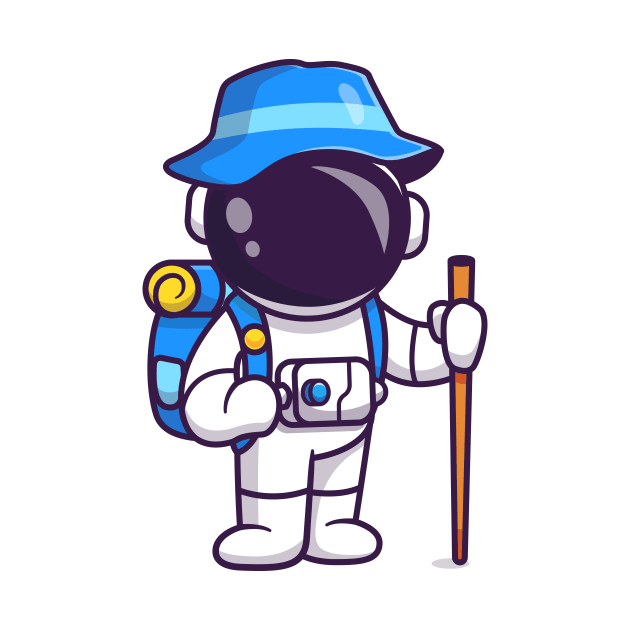 Cute Astronaut Hiking Travelling Cartoon by Catalyst Labs