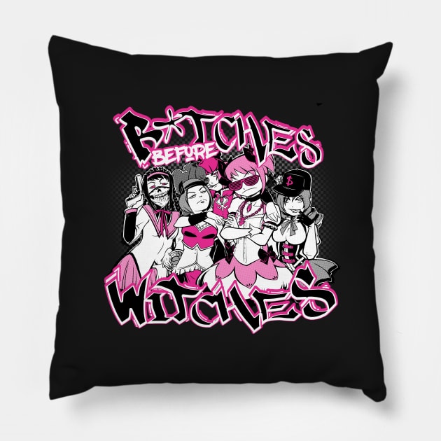 Bitches Before Witches Pillow by savagesparrow