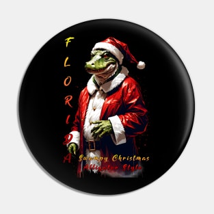 Christmas Florida Alligator Miami Funny Holiday season gift Pin