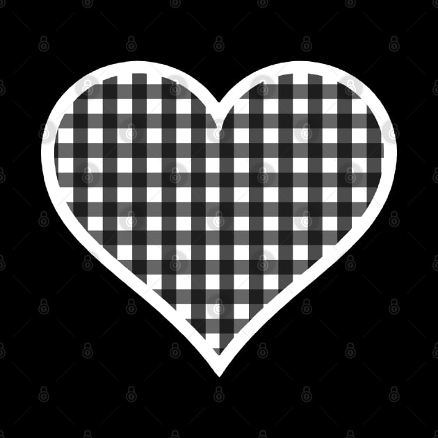 White and Black Gingham Heart by bumblefuzzies