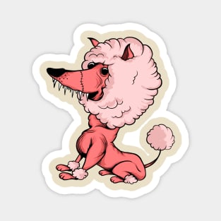 Crazy pink zombie poodle dog cartoon illustration Magnet